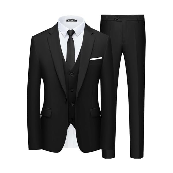 Men’s Slim Fit Suit One Button 3-Piece Blazer Dress Business Wedding Party Jacket Vest & Pant