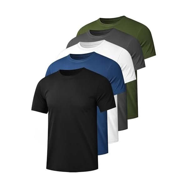 1/5 Pack Mesh Workout Shirts for Men Dry Fit Gym Shirts Quick Dry Athletic Short Sleeve T-Shirt Moisture Wicking