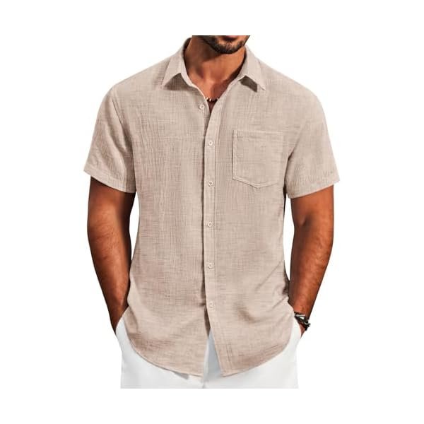 Men's Button Down Short Sleeve Shirt Lightweight Casual Summer Beach Shirts with Pocket